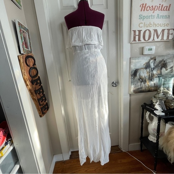 Garage white strapless layered maxi dress size medium - Picture 9 of 13